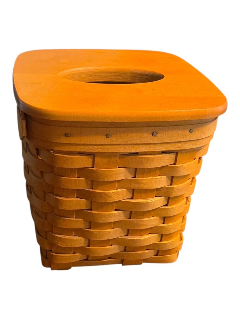 Vintage 1999 Longaberger Tall Tissue Basket Holder with Wood Lid